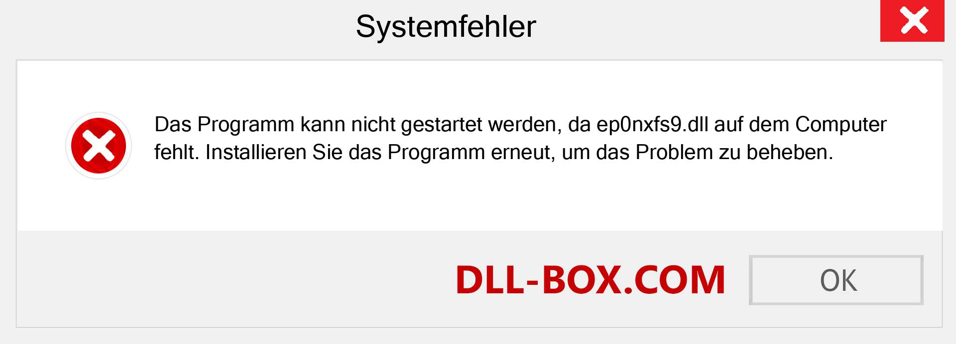 ep0nxfs9.dll-Datei fehlt?. Download für Windows 7, 8, 10 - Fix ep0nxfs9 dll Missing Error unter Windows, Fotos, Bildern