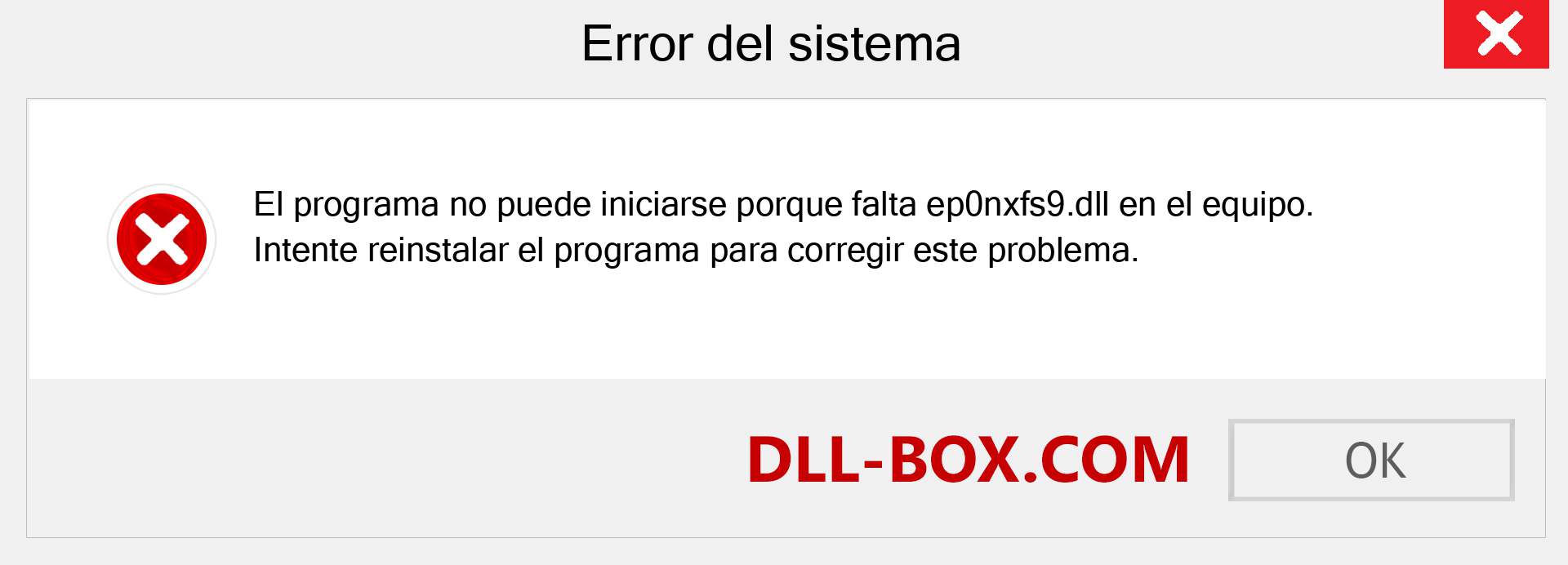 ¿Falta el archivo ep0nxfs9.dll ?. Descargar para Windows 7, 8, 10 - Corregir ep0nxfs9 dll Missing Error en Windows, fotos, imágenes